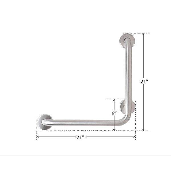 CSI Bathware L-Shaped Vertical Angle Bathroom Safety 18" Grab Bar ...